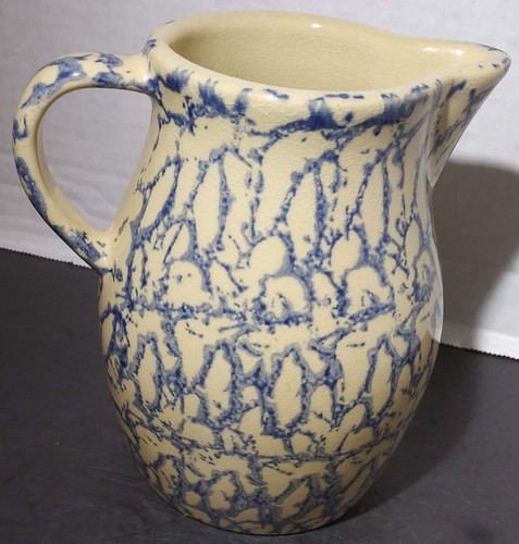 Robinson Ransbottom Spongeware Blue 1Pt Pitcher Roseville, OH - Picture 5 of 11