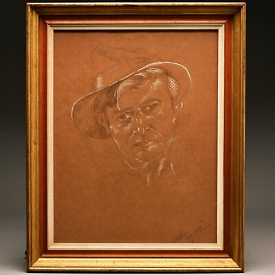 JACK LEVINE Vintage Original Signed Man Portrait Study Graphite