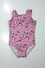 SUPER CUTE Destira Gymnastics Dance Leotard CS Small UNICORN Donuts Rainbow SOFT