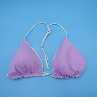 Victorias Secret Large DD Purple Ruffle Triangle Plunge Halter Bikini Top Swim
