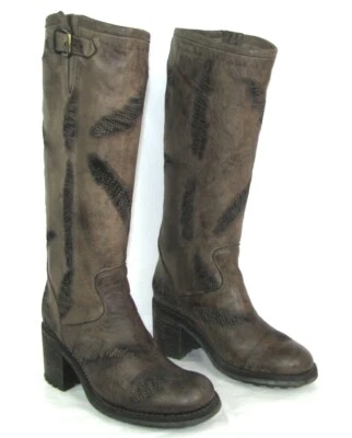 FREE LANCE Stiefel Biker Geronimo 7 Leder Brown Nuanciert Nähten 36>37 - Bild 1 von 4