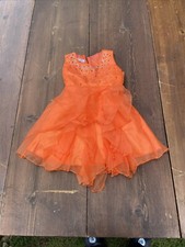 Girls Orange iefiel Flower Girl Easter Summer dress Sleeveless Size 6-12 Months