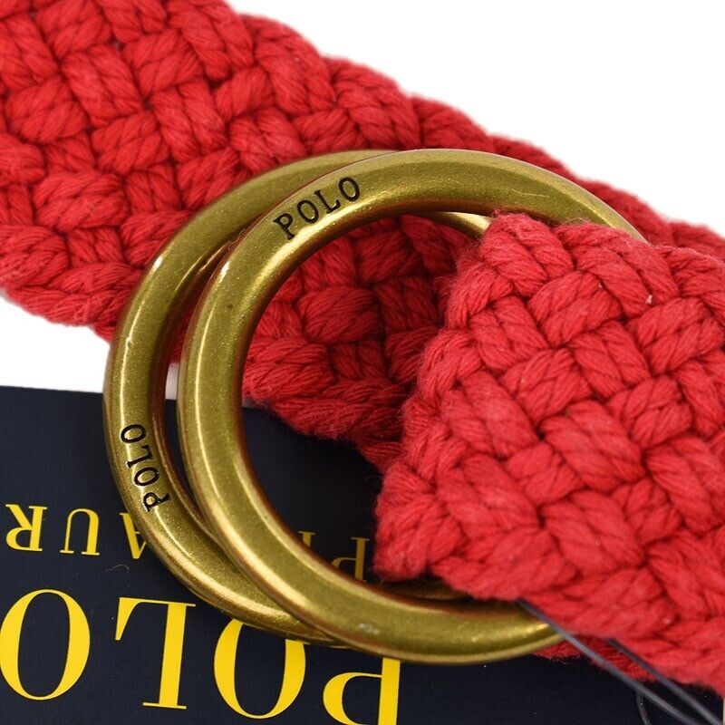 POLOラルフローレンO-RING BELT編み込みリングベルト 赤レッドL新品 POLOラルフローレンO-RING BELT編み込みリングベルト 赤レッドL新品