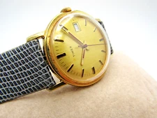 Vintage 1977 Gents Timex Mercury Date Indicator Watch NOS JB Champion Band