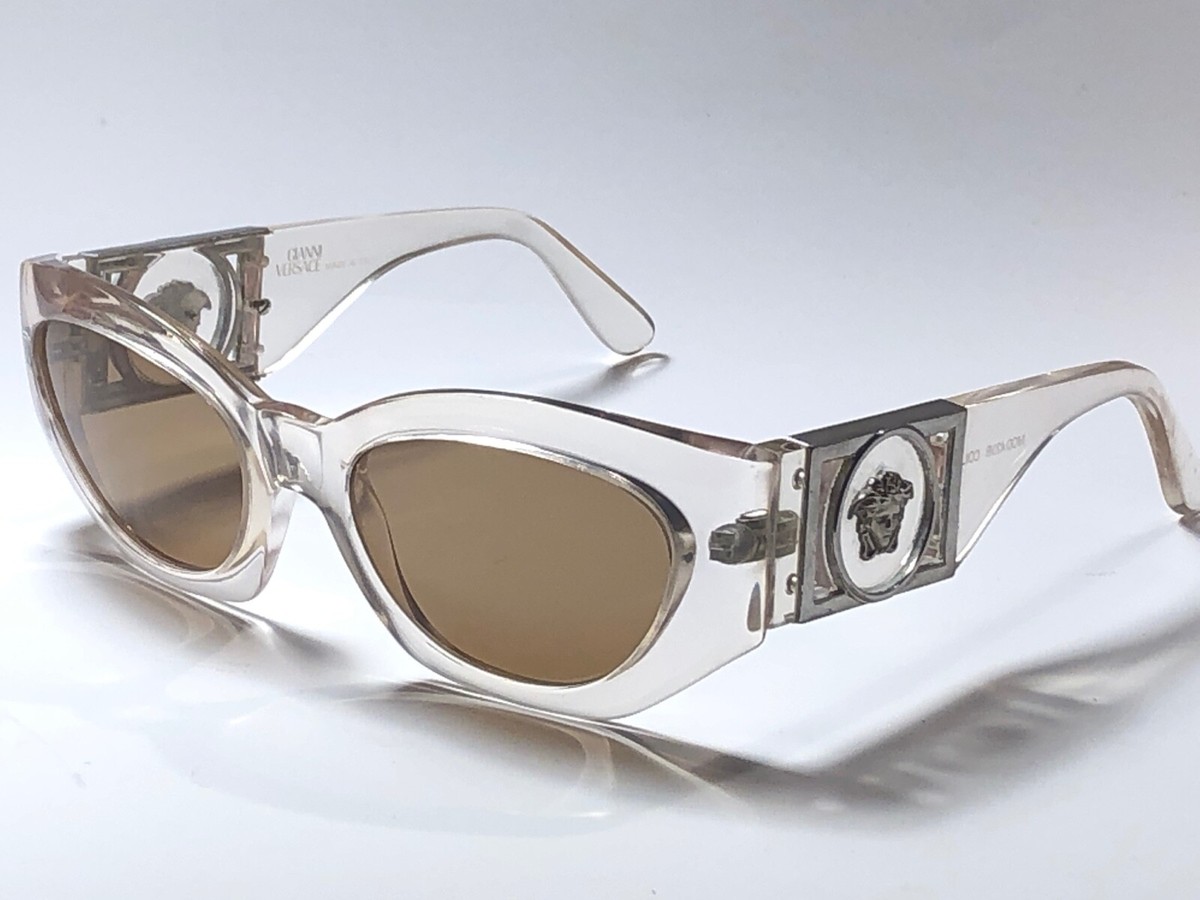 NEW VINTAGE GIANNI VERSACE 420B TRANSLUCENT BROWN LENSES 1990