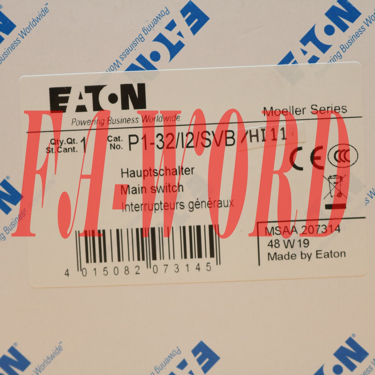 one new Eaton Main Switch P1-32/I2/SVB/HI11 in box ONE Year