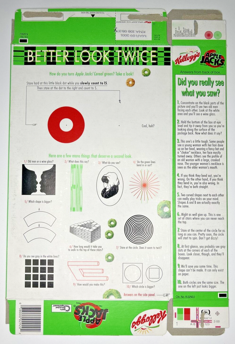 2000 Empty Apple Jacks with Green Jacks 15OZ Cereal Box SKU U200