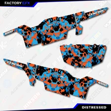Blue & Orange Distressed Camo Graphics kit fits Polaris General 4 Door 16-23