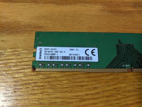 Kingston 4gb PC4-2400T 1Rx8 DDR4 UDIMM Unbuffered Desktop Memory HP24D4U7S8MBP-4 - Picture 3 of 3