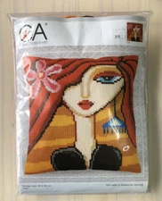 Collection d'Art Cross Stitch Cushion Kit: Girl with a Turquoise Earring #5281