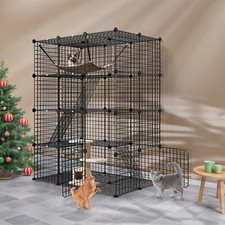 Cat Cage Enclosure 4-Tier DIY Catio for 1-3 Cat Metal Wire Kennel Indoor Outdoor