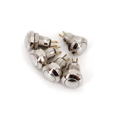 5Pcs Metal Waterproof 2Pin 8mm Momentary Reset SPST Mini Push Button Switch
