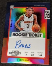 RC AUTO /75 BONES HYLAND SSP RED PRIZM TRUE ROOKIE #131 2021-22 Contenders Optic