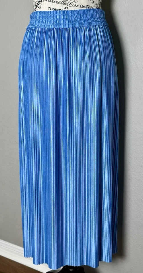 Alice + Olivia NWT Size 4 Dixie Drawstring Pleated Midi Skirt Paradise Blue - Image 3 of 4