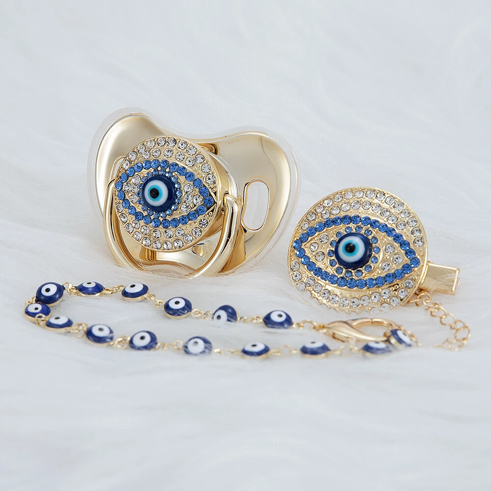 Blue Evil Eye Pacifier Clip Set Baby Soother Dummy Teat Newborn Boncuk