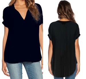 black chiffon blouse short sleeve