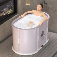 Portable Bathtub for Shower Stall, Large Foldable Soaking Bathing Tub for Adults
