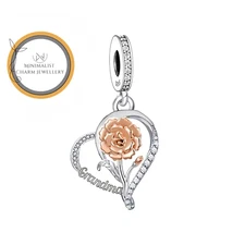 Grandma Heart Dangle Charm, Grandma Charm, Silver Charm, Women Gift Charm
