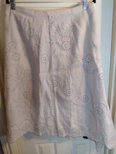 Garnet Hill Skirt Beige Asymmetrical Hem Full Circle Sz 12 Boho Peasant Linen Em