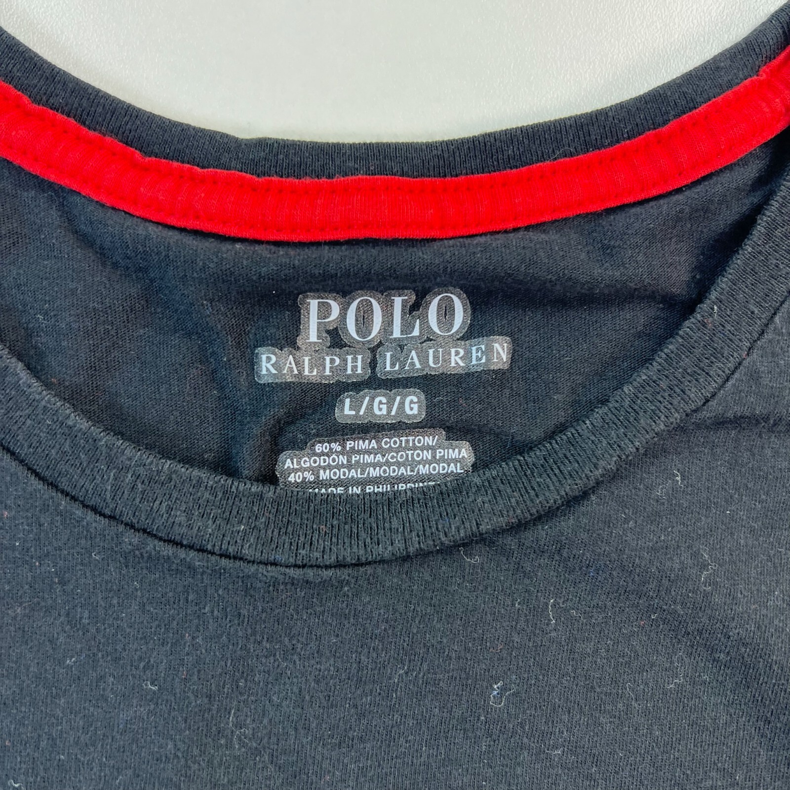 Polo Ralph Lauren camicia uomo grande nera girocollo leggera pony preppy