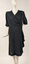 1940  S BLACK CREPE DRESS WITH JET BEADING 
