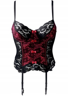 Corsage Gr. (75) C Schwarz Rot Top-Korsett Nachtwäsche Reizwäsche Neu