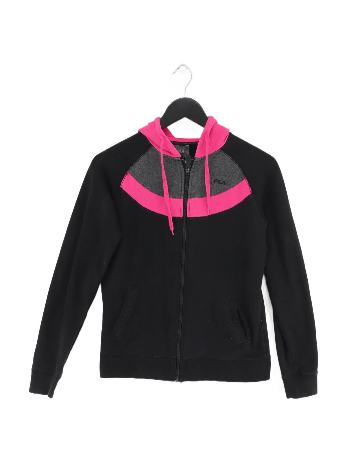 Fila Felpa Donna con Cappuccio UK 12 Nero Cotone con Elastan Full Zip