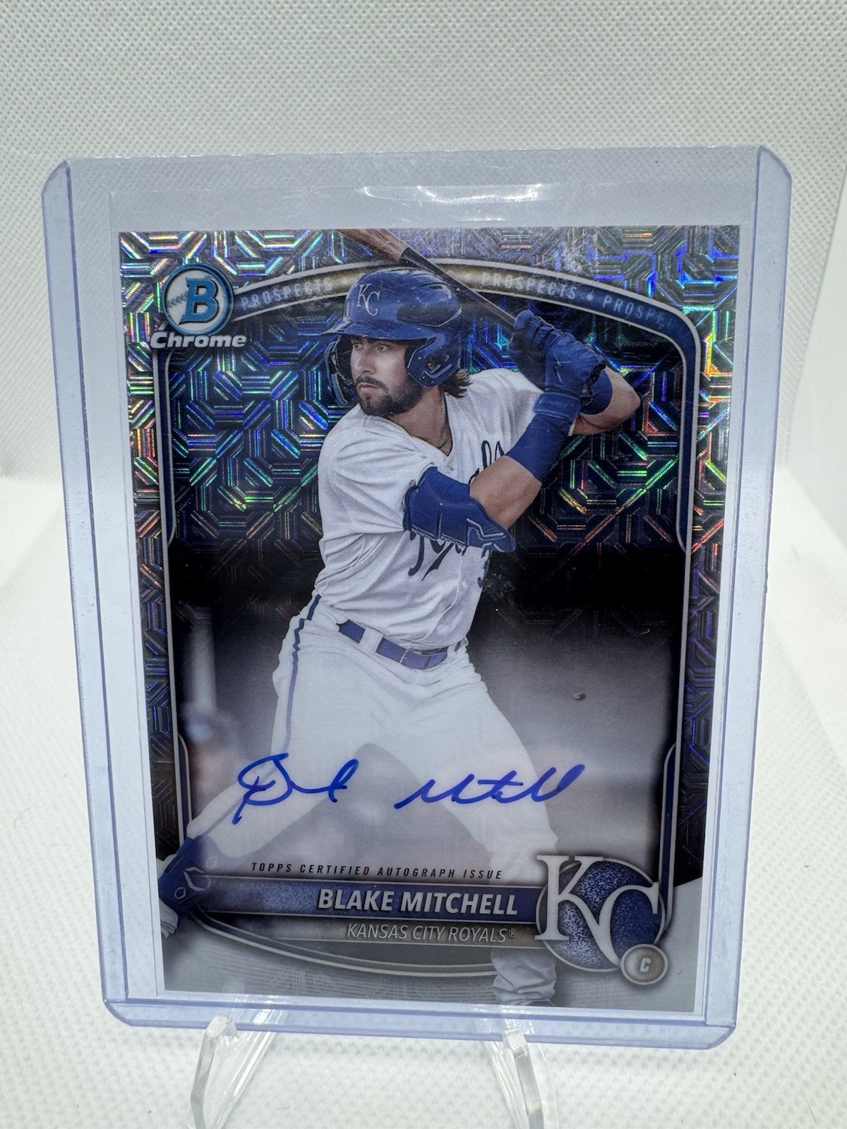 2025 Bowman Chrome BLAKE MITCHELL Mojo Refractor On Card Auto BMA-BMI - Royals