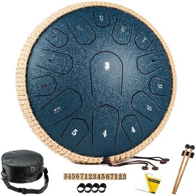 Handpan Drum in D Major - Navy Blue - Music Book Included