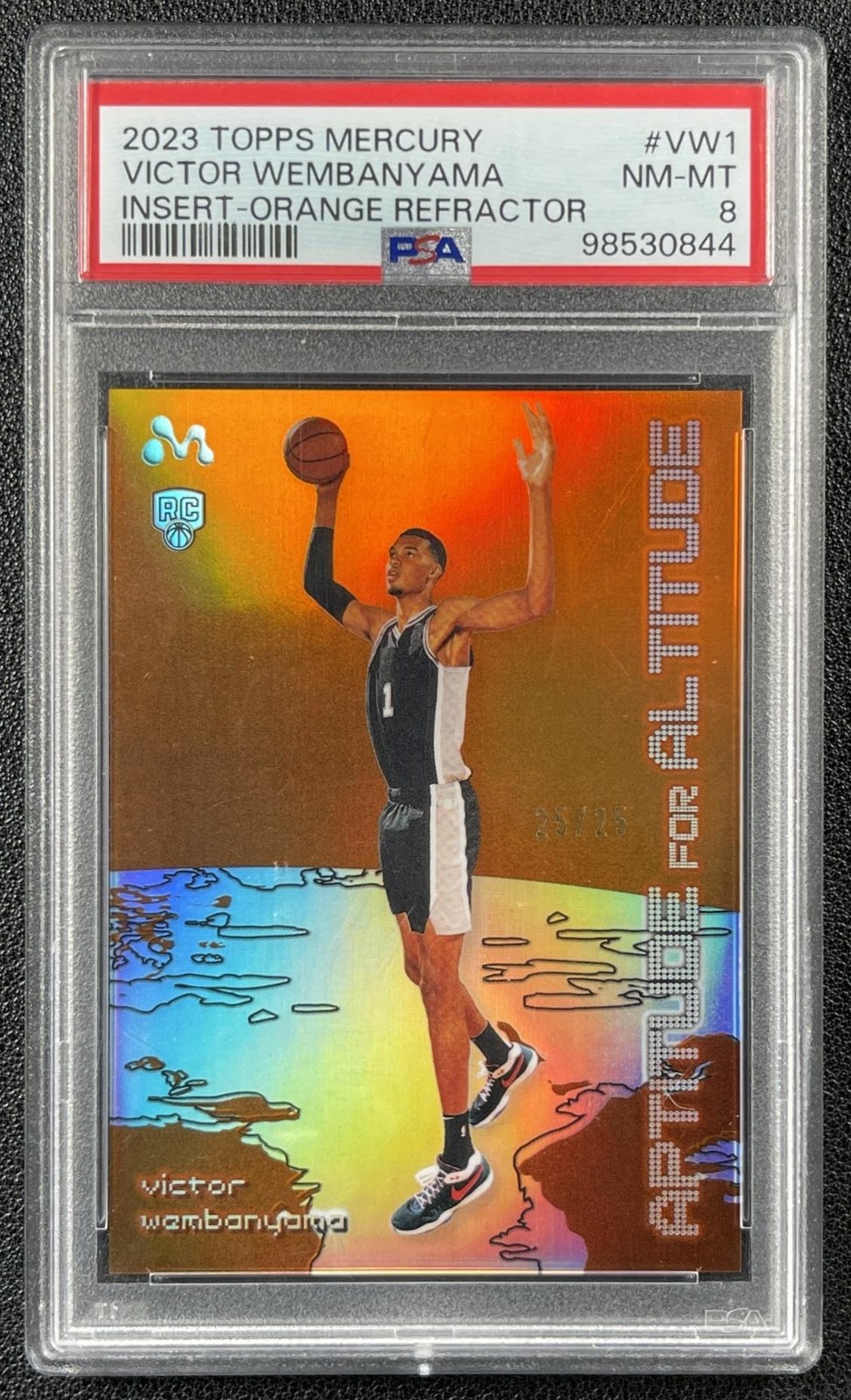 VICTOR WEMBANYAMA PSA 8 2023 TOPPS MERCURY APTITUDE FOR ALTITUDE ORANGE 25/25 RC