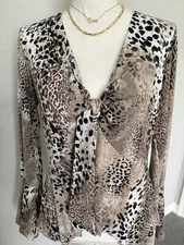 VENUS Woman’s Brown Multi Bell sleeve  Top Size Medium