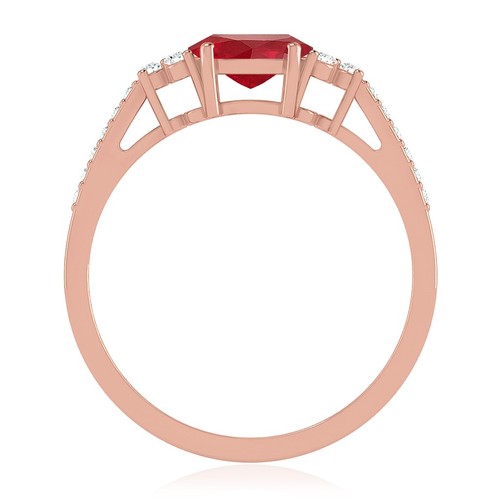 Oval Ruby & Diamond Engagement Ring 14k Solid Gold July Birthstone # 1064 - Picture 10 of 19