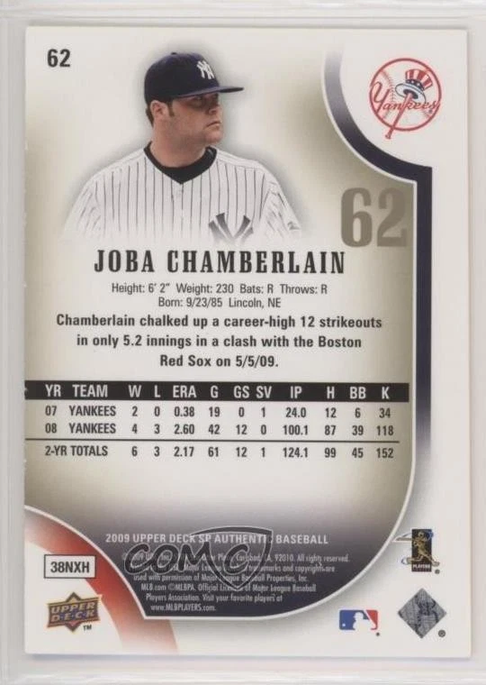 2009 SP Authentic Titanium /19 Joba Chamberlain #62 - Image 2 of 2