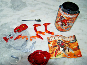Vintage Lego Bionicle sets 8742, 8743 and 8745, with canisters - good condition