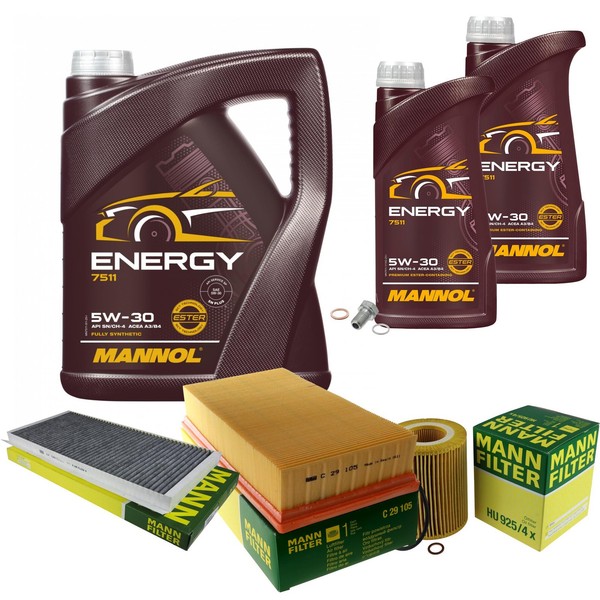 Mann Inspektionspaket Filterset 7L Mannol Energy 5W-30 FüR BMW E53 3.0I-image