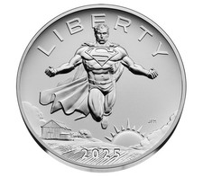 2025 DC COMICS  SUPERMAN 2.5oz SILVER MEDAL 102.34 per troy oz