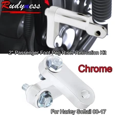 Chrome Passenger Foot Peg Riser Relocation Kit For Harley Softail 00-17