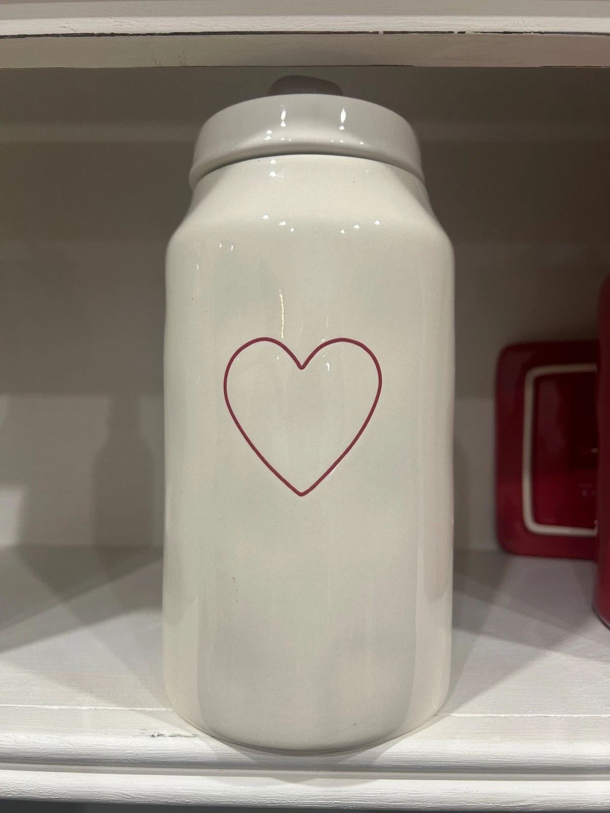Rae Dunn 9.5 inch Heart white Canister