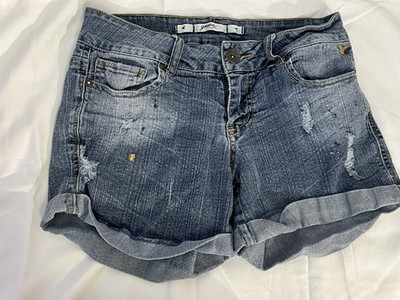 Girls Size 3 Jean Shorts w/rips, paint marks, pockets, button closure; Grane