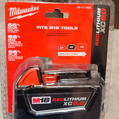Milwaukee M18 REDLITHIUM XC 5.0 18V 5Ah Li-Ion Battery Pack 48-11-1850