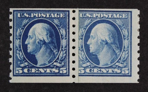 CKStamps: US Stamps Collection Scott#396 5c Mint LH OG Paste-Up 24 3/4mm