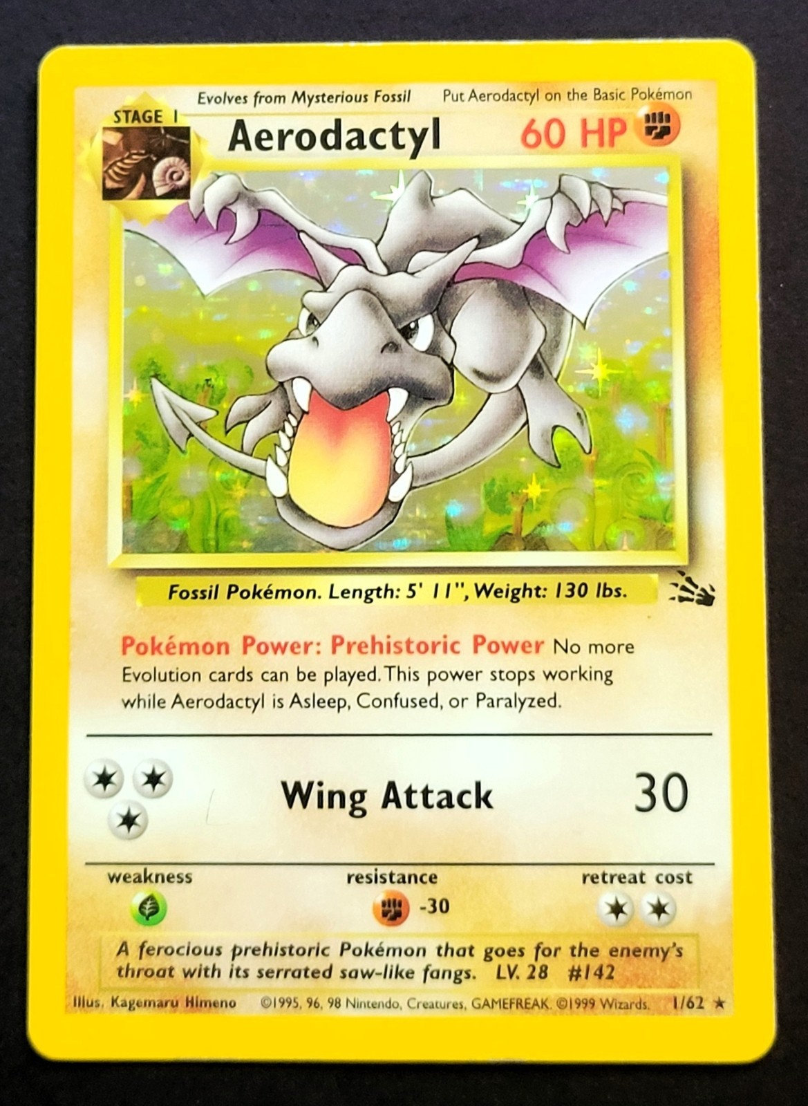 Aerodactyl 1/62 Pokemon TCG Fossil Set Card Unlimited Holo Rare
