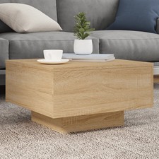WALPLUS Coffee Table with LED Sonoma Oak 55x55x31 cm