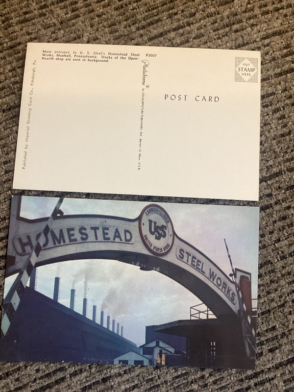 (2) Vintage Post Cards - HOMESTEAD UNITED STATES STEEL WORKS - Pittsburgh, PA