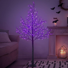 6FT Halloween Willow Tree 200 LED Lights Artificial Black Spooky Tree for Home,