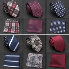 Men's Formal Necktie Set Jacquard Dot Striped Wedding Party Pocket Square