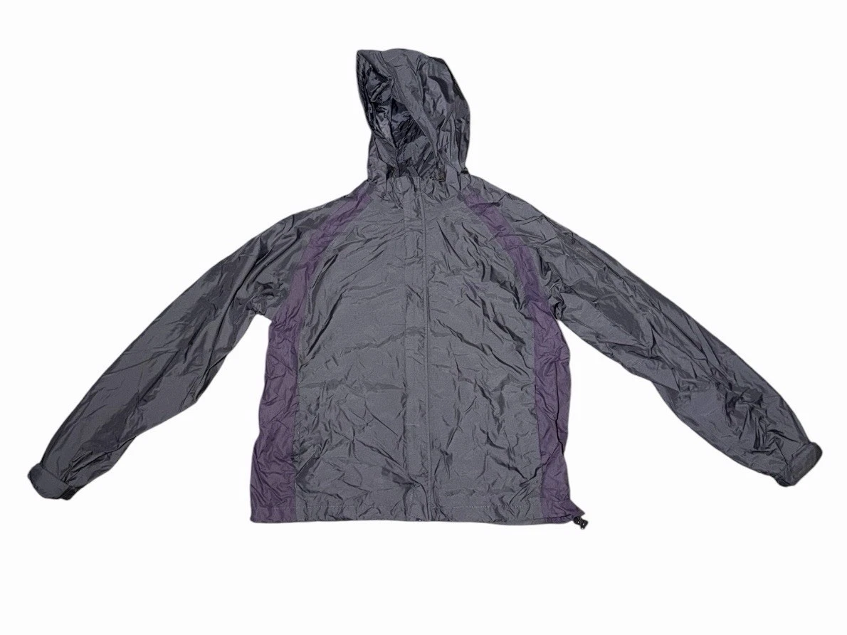 Coleman Hooded Rain Jacket Windbreaker Gray Purple L/XL Lightweight Outdoor