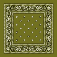 12pc Lot New 100% Cotton Olive OD PAISLEY Bandanas Face Scarf Head Wrap CosPlay