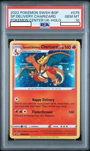 2022 POKEMON SWSH POKEMON CENTER UK #075 SPECIAL DELIVERY CHARIZARD-HOLO PSA 10