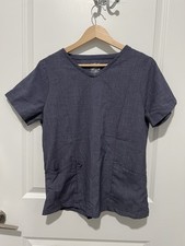 CuddlDuds V-Neck Scrub Top Womens Size Medium Petite Blue Nursing Doctor Vet Med